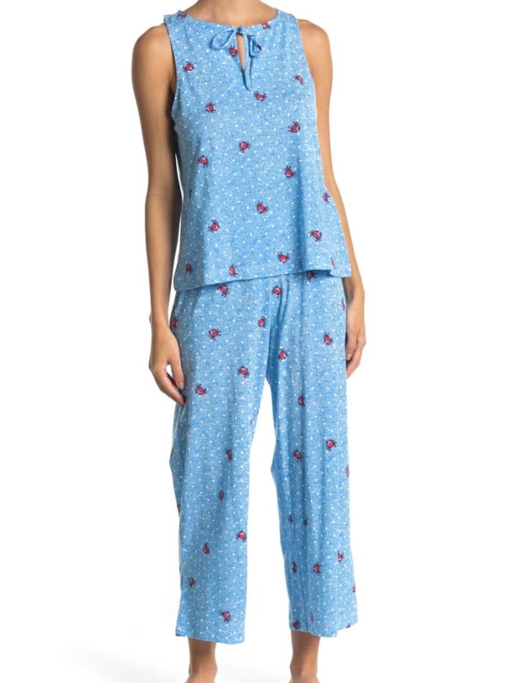 Jane & Bleecker 2 PC Crab Print Pajamas Tank Top & Crop Pants Blue Size XL NEW